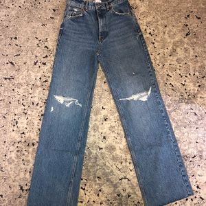 Zara Ripped Straight Leg Jeans